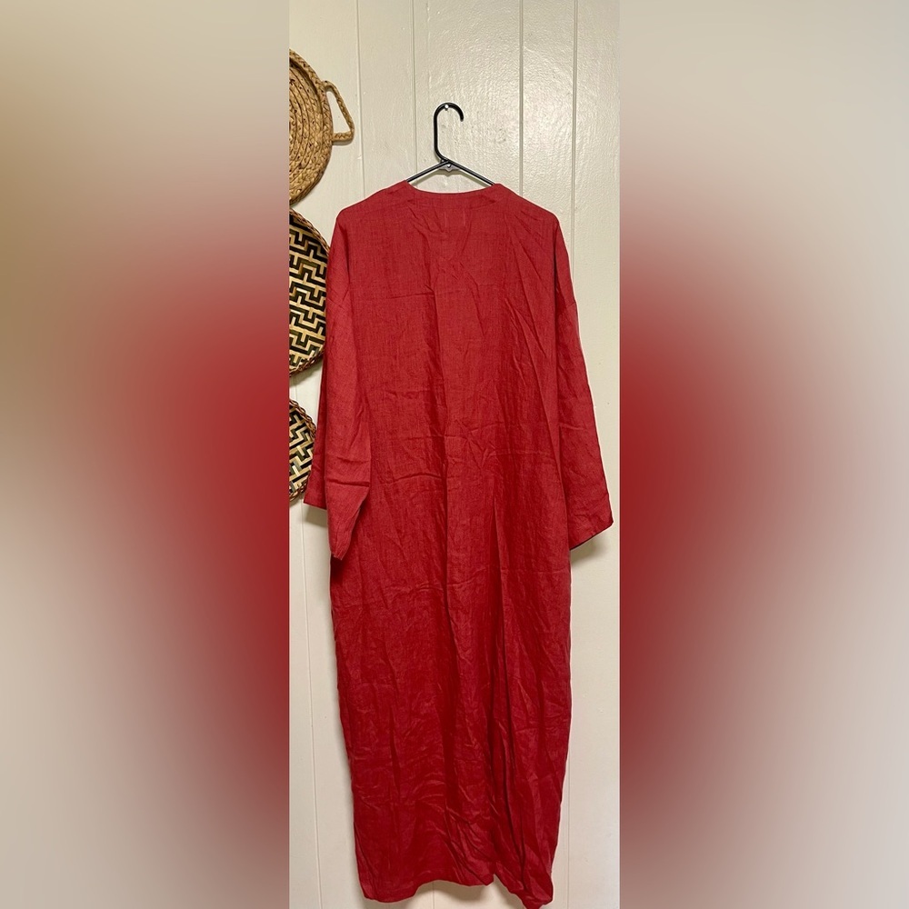 LONG KIMONO STYLE LINEN GOWN SIZE LARGE - Picture 7 of 7